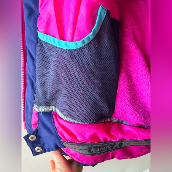 Kamik Girls Snow Coat Size 5 Insulated Hooded Ski Jacket - navy & pink - Picture 5 of 16